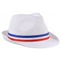 Chapeau de supporter Borsalino blanc  France tricolore