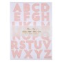 10 Planches de stickers Alphabet paillettes roses irisées