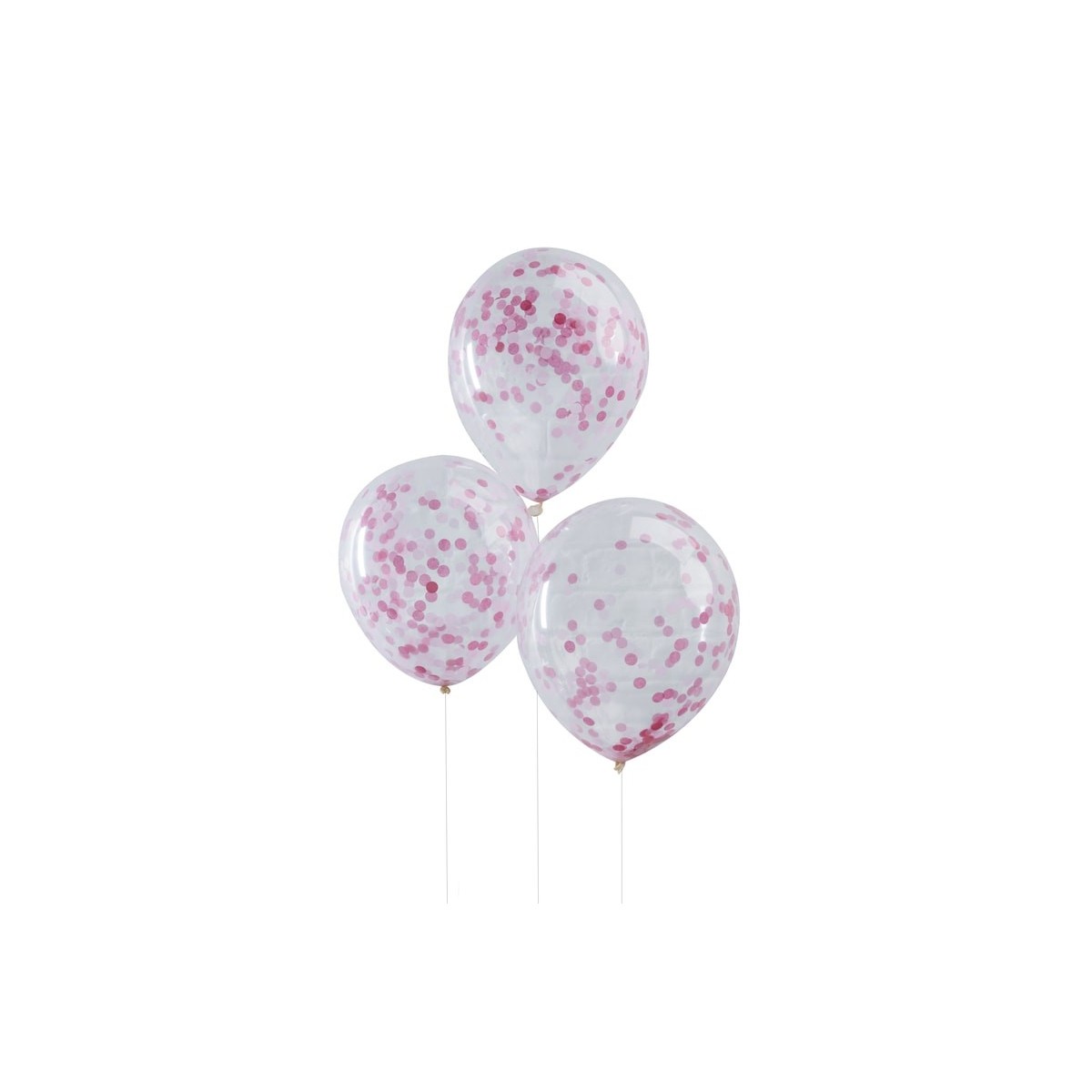 5 Ballons transparents confettis rose pâle