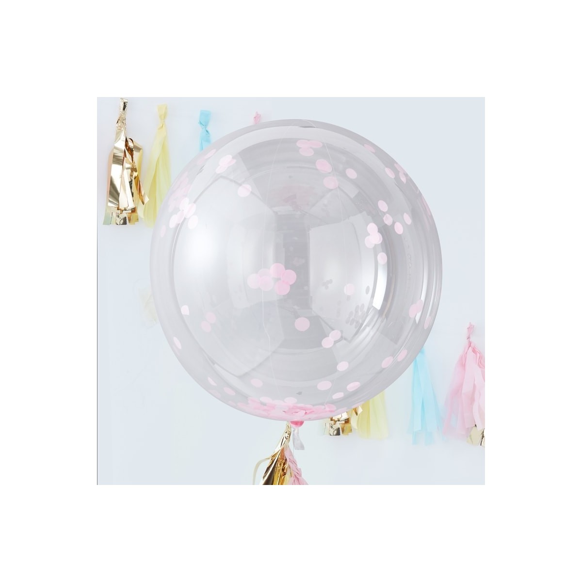 3 Grands ballons confettis rose
