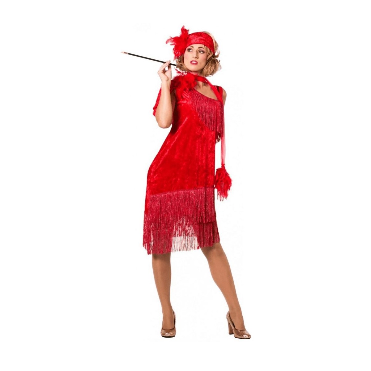 Déguisement robe Charleston de luxe rouge femme