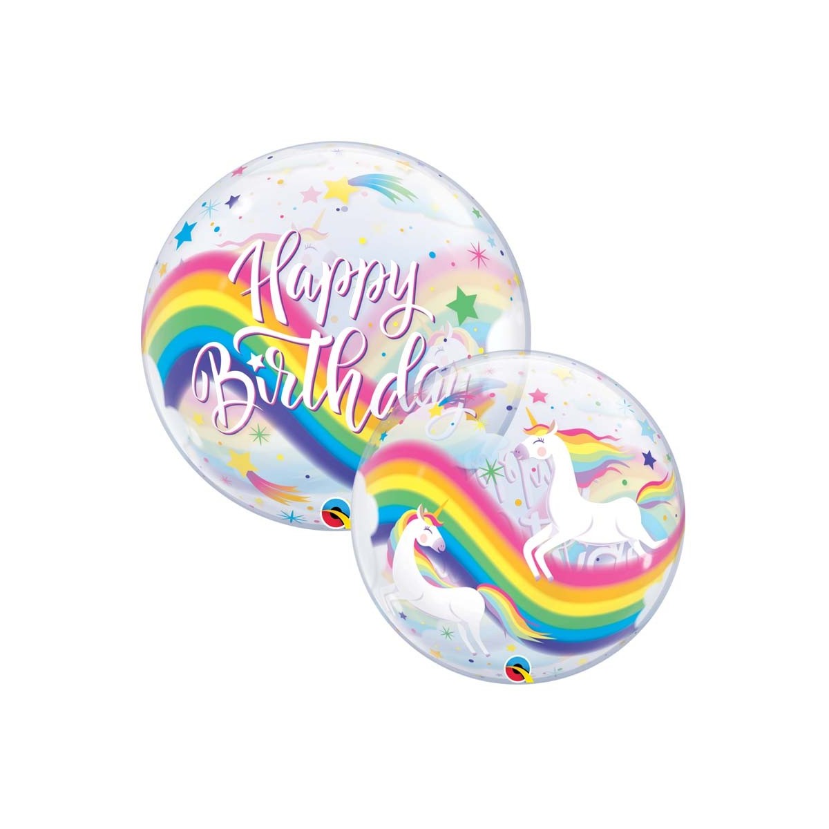 Ballon Bubble Licorne Happy Birthday - 56 cm