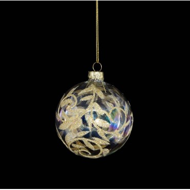 Boule de Noël transparente avec or 8 cm