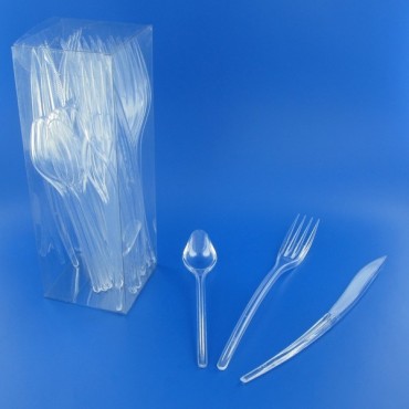 couverts en plastique transparents