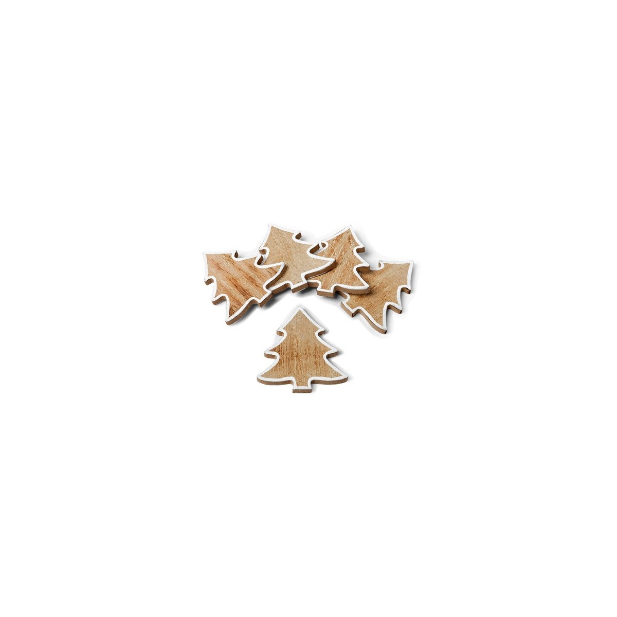 5 Sapins bois cérusé contour blanc 6 cm