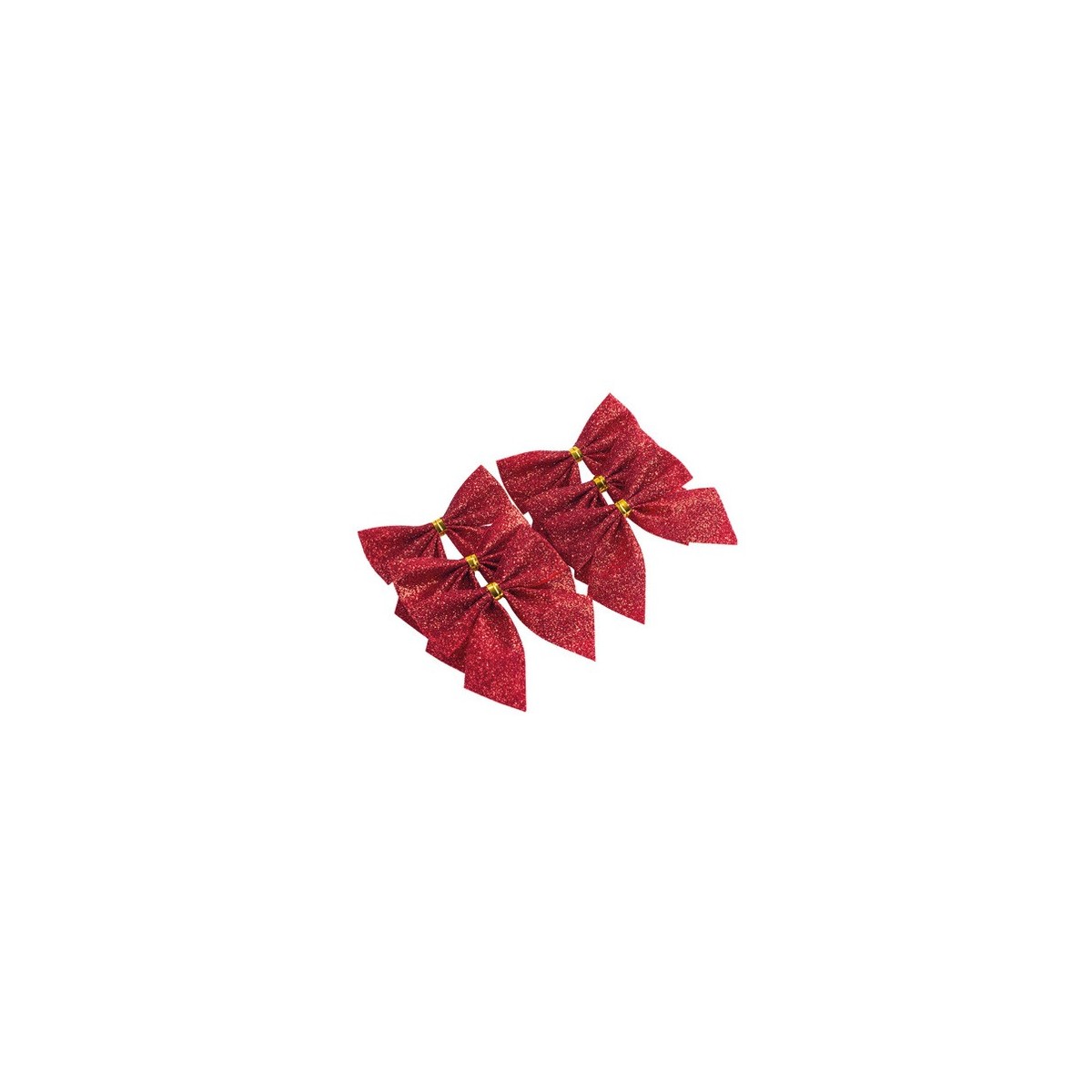 6 Noeuds adhésifs paillettes rouges 5,5 cm