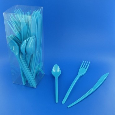 couverts en plastique turquoise