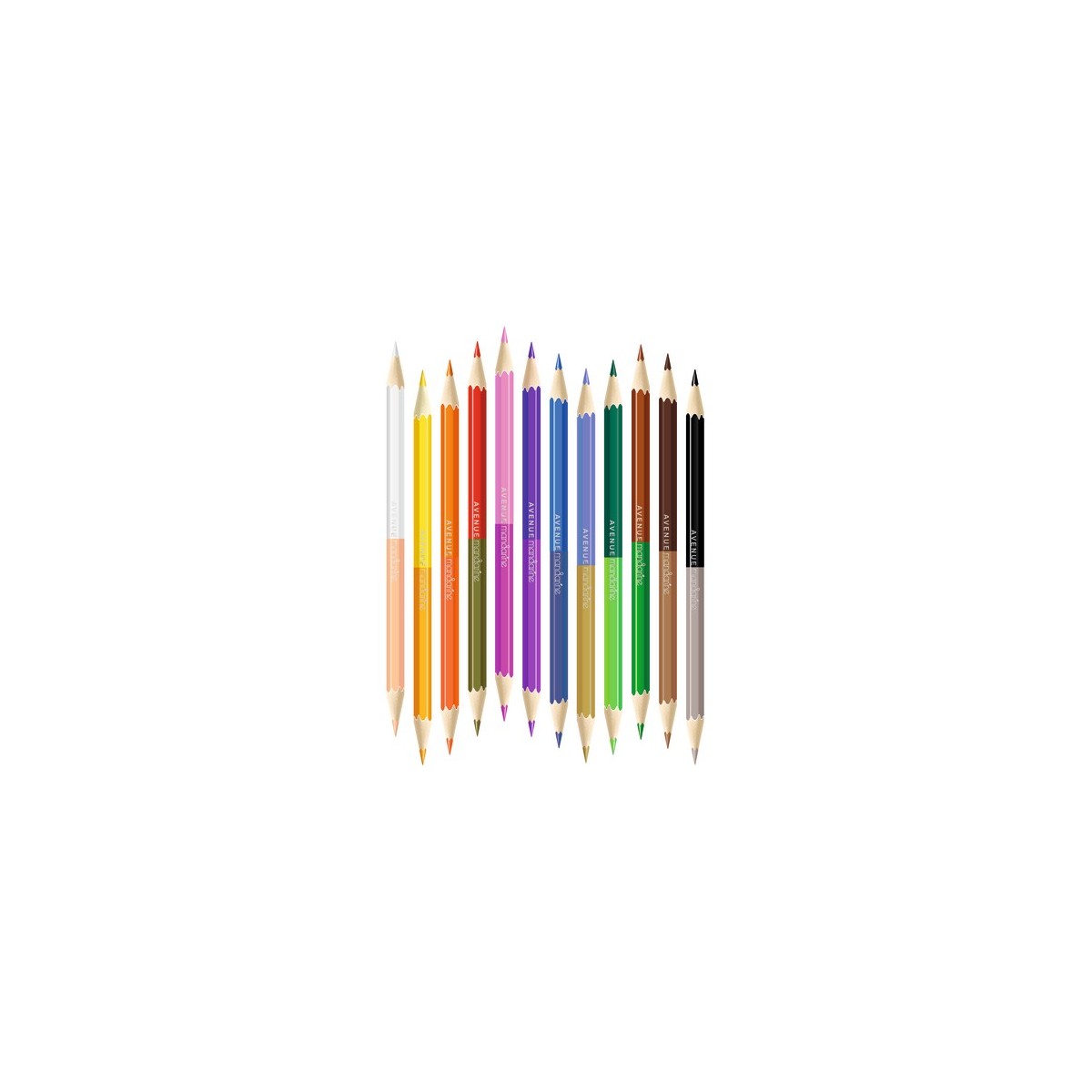 Tube 12 Crayons de couleur double pointe