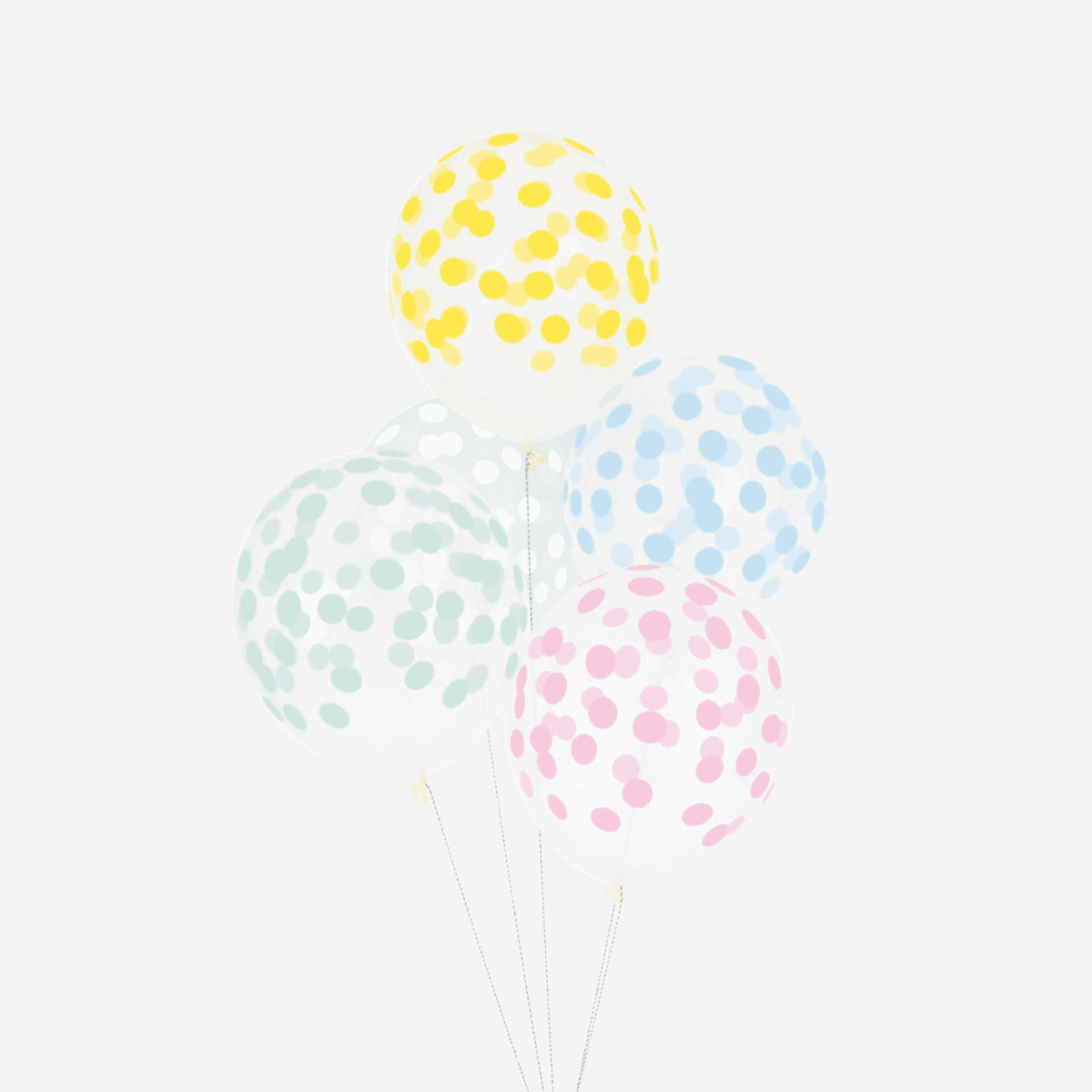 5 Ballons confettis pastel (assortiment multicolore)