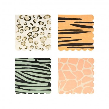 16 Grandes serviettes motifs Safari