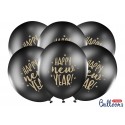 6 Ballon latex noir Happy New Year
