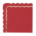 16 Serviettes festonnes rouge et or