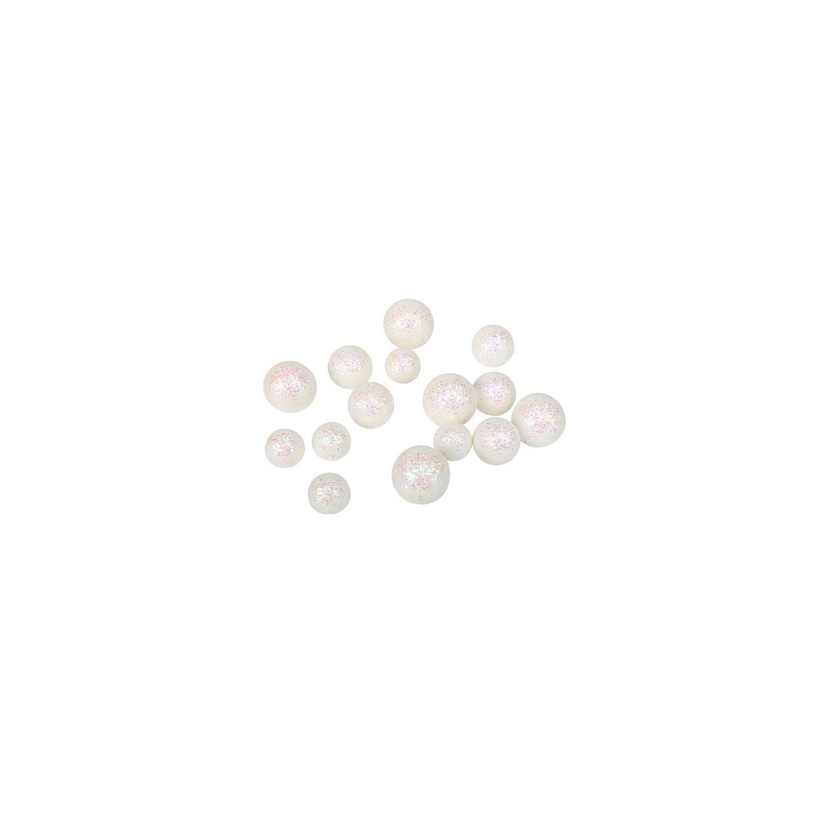 Boules polystyrène paillettes blanches