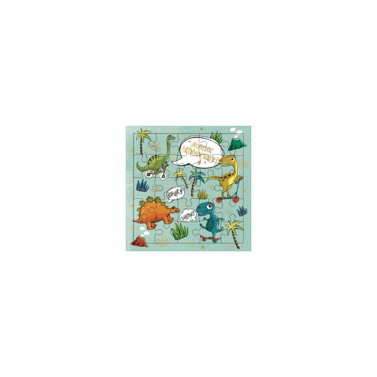 Carte Puzzle Joyeux Anniversaire Dinosaure