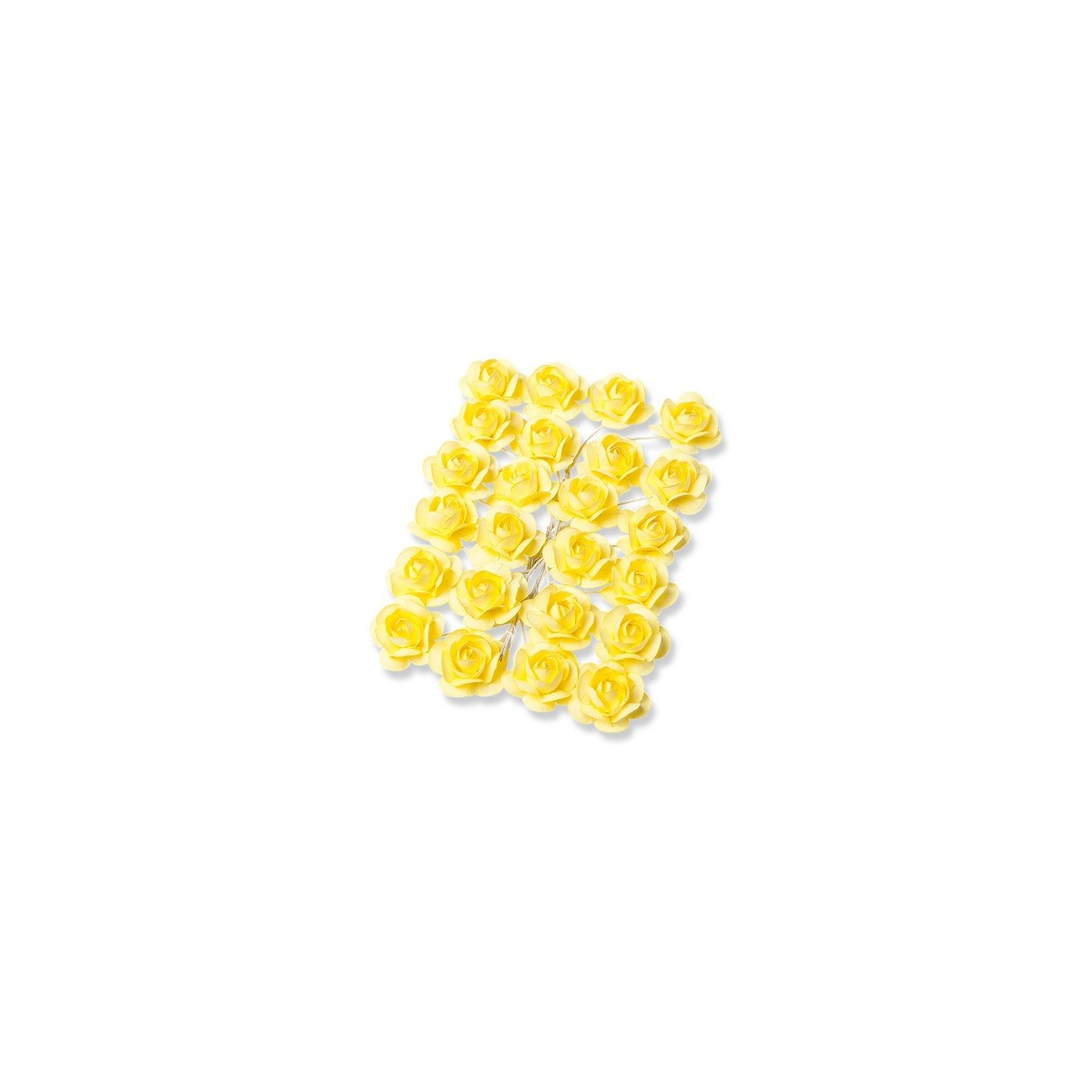 24 Mini roses jaunes sur tige