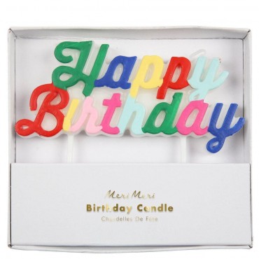 Bougie d'anniversaire Happy Bithday multicolore