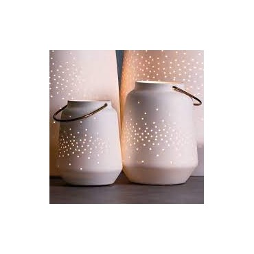 Lanterne blanche en porcelaine ajourée 11,5 cm