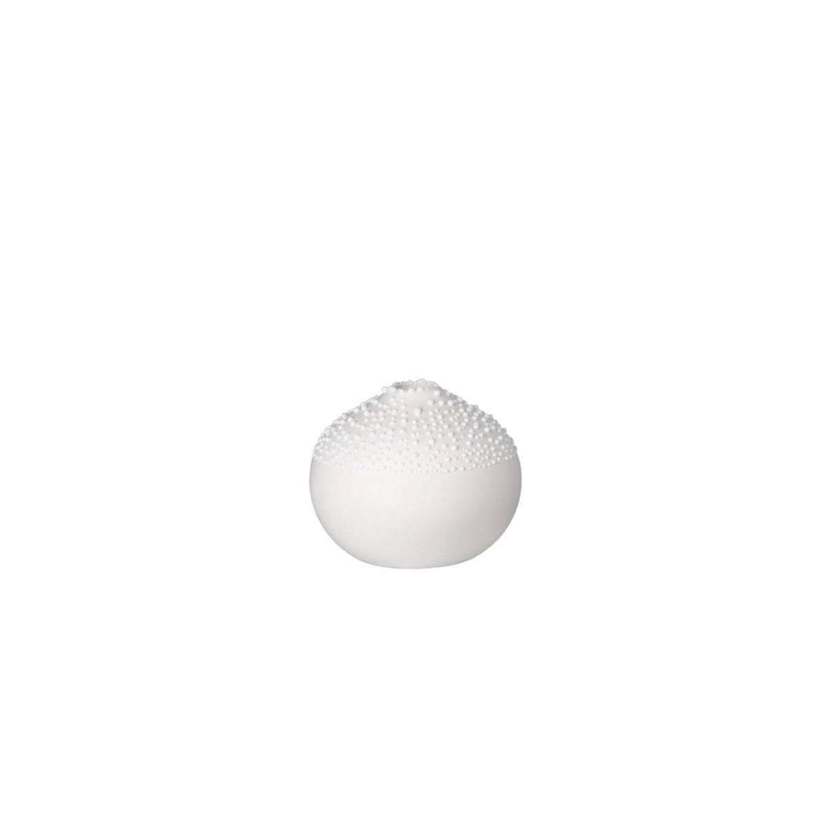 Mini vase rond blanc à relief perles