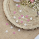 Confettis de table fleurs rose/blanc
