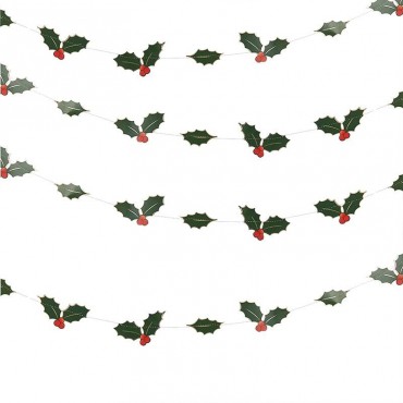 Guirlande de Noël houx & baies rouges
