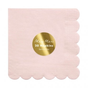 20 Grandes serviettes pastel rose 33 cm