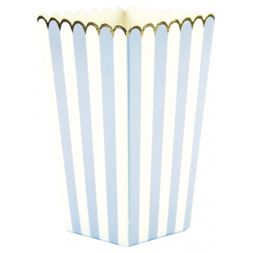 8 Boîtes à popcorn rayures bleu/blanc/or