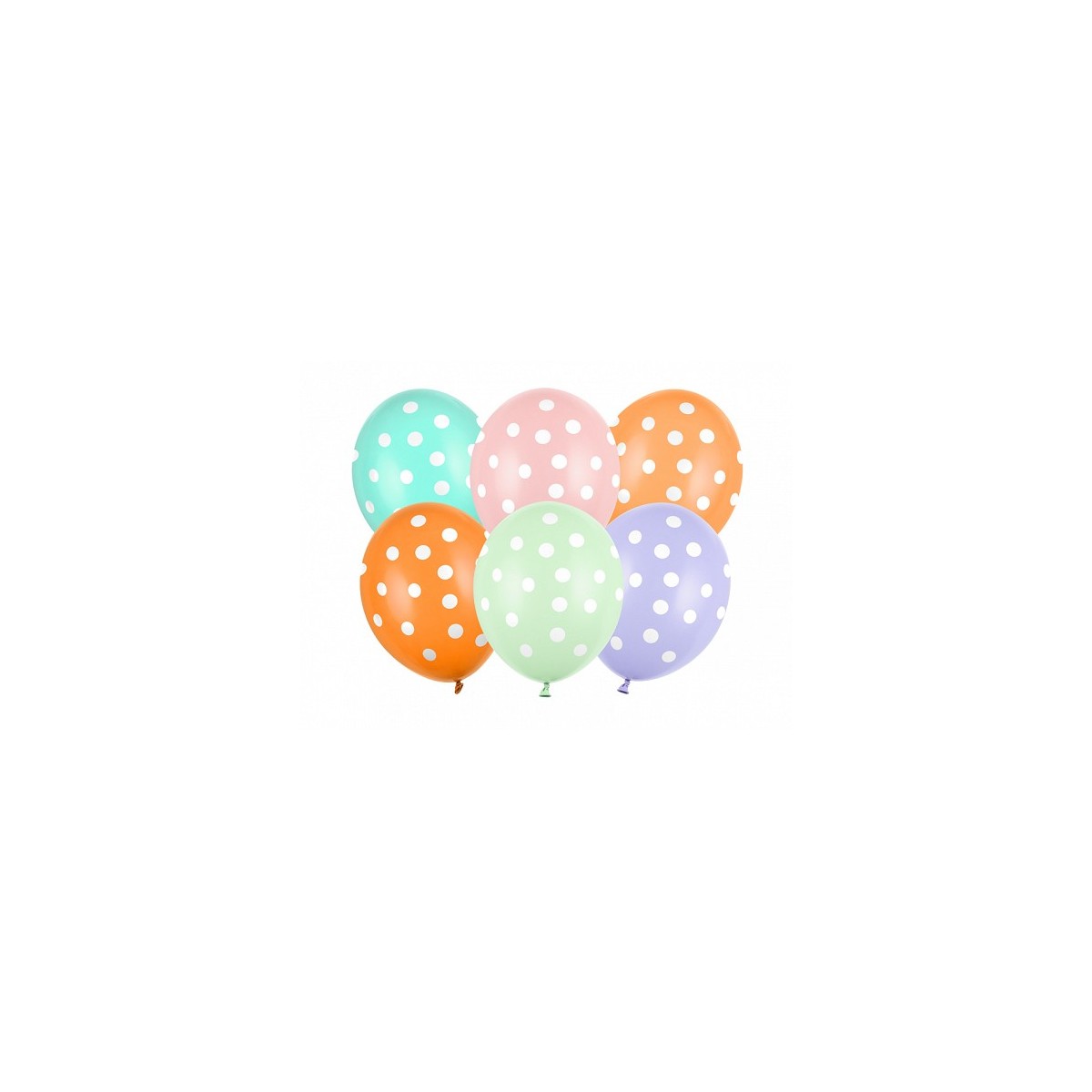 6 ballons multicolores à pois blancs
