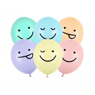 6 ballons multicolores Faces
