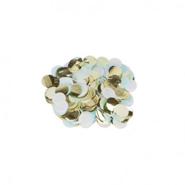 Confettis de table vert menthe/blanc/or