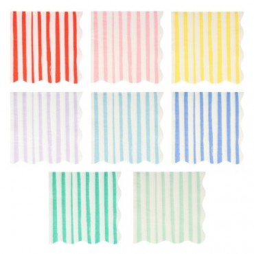 16 grandes serviettes rayées mélange de couleurs