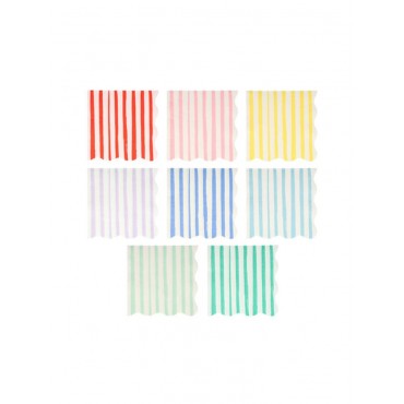16 petites serviettes rayées mélange de couleurs