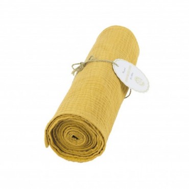 Chemin table gaze de coton jaune curry