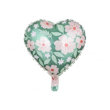 Ballon Coeur fleurs vertes