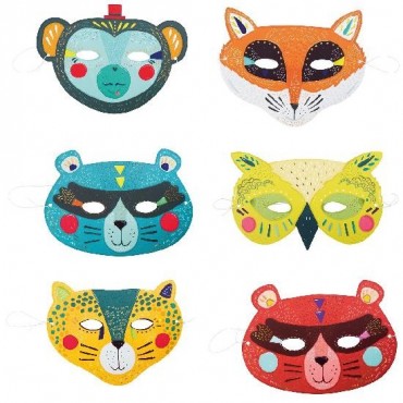 Set de 6 masques en carton jungle Les Broc & Roll's - MOULIN ROTY