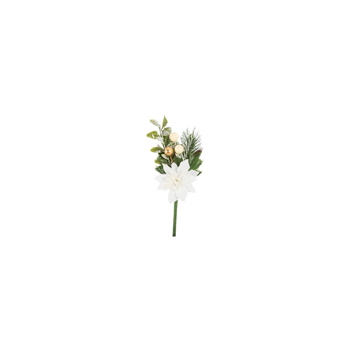 Branche La Givrée Fleur Poinsettia blanche 14 cm