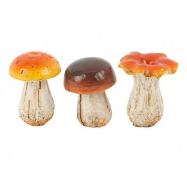 3 champignons automne en résine