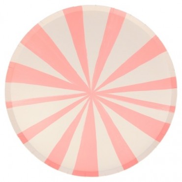 8 Grandes assiettes Rayon de soleil rose/blanc