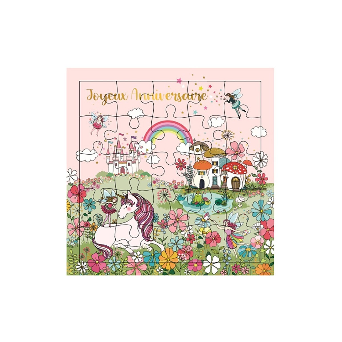 Carte Puzzle Licorne Arc-en-ciel