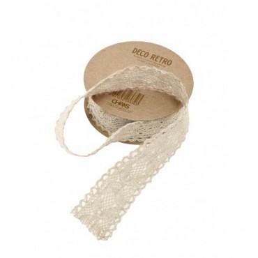 Ruban coton dentelle ivoire - 2,5 cm x 2 m