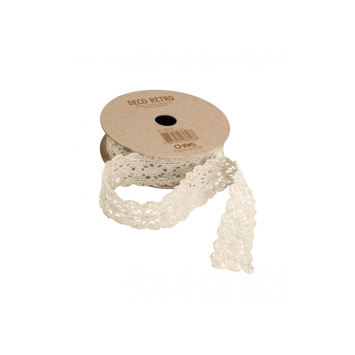 Ruban coton dentelle ivoire - 2 cm x 2 m