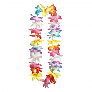 Collier de fleurs hawaïen multicolore à led