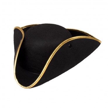 Chapeau de Pirate tricorne feutrine noir