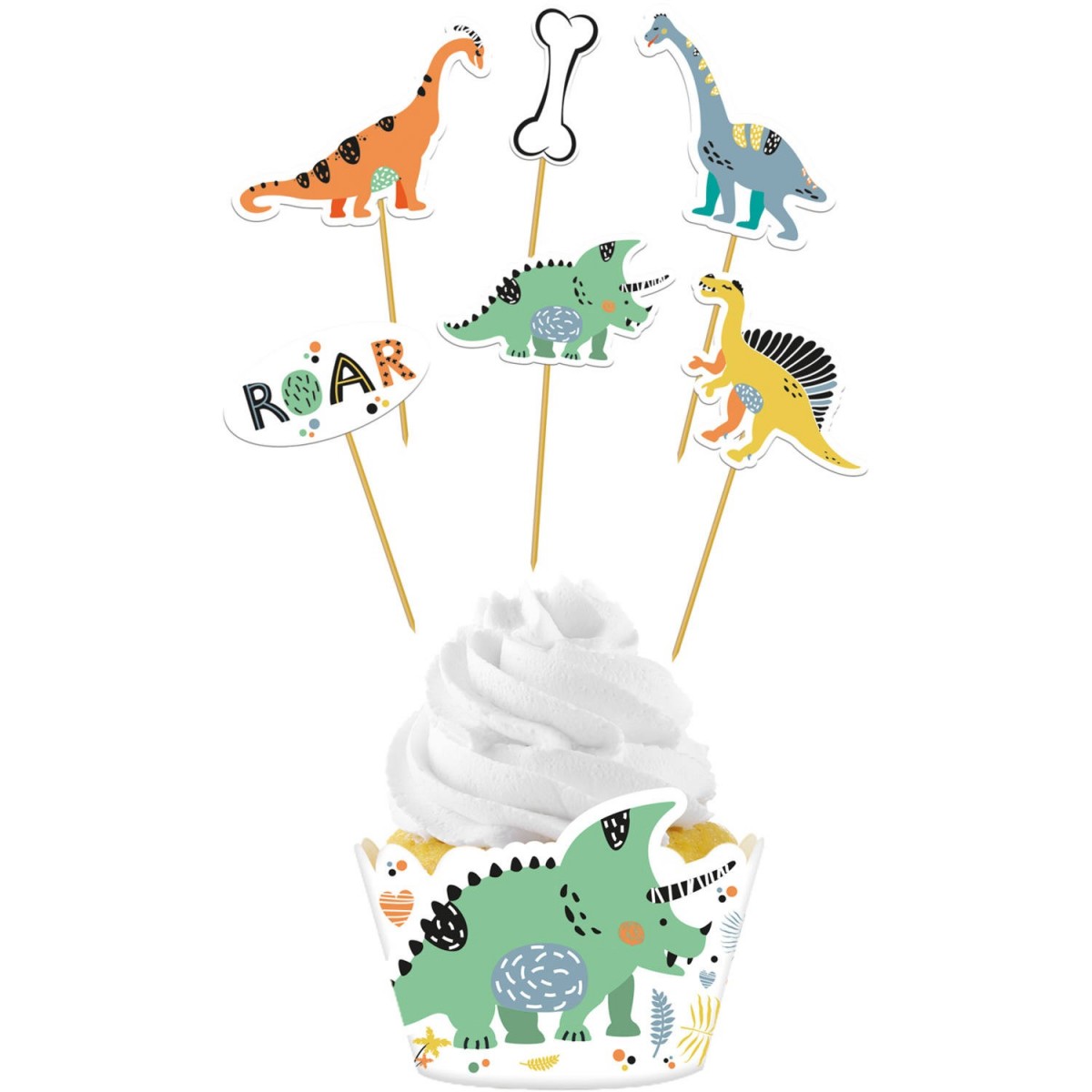 Cake toppers Dinosaures - 12 pièces