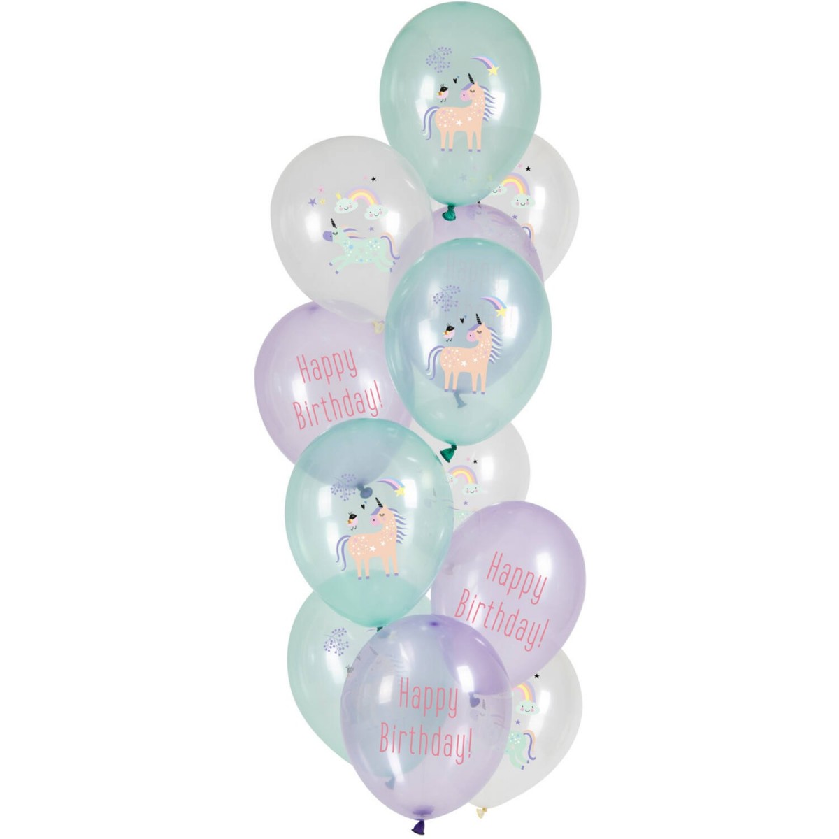 12 Ballons Licorne Happy Birthday
