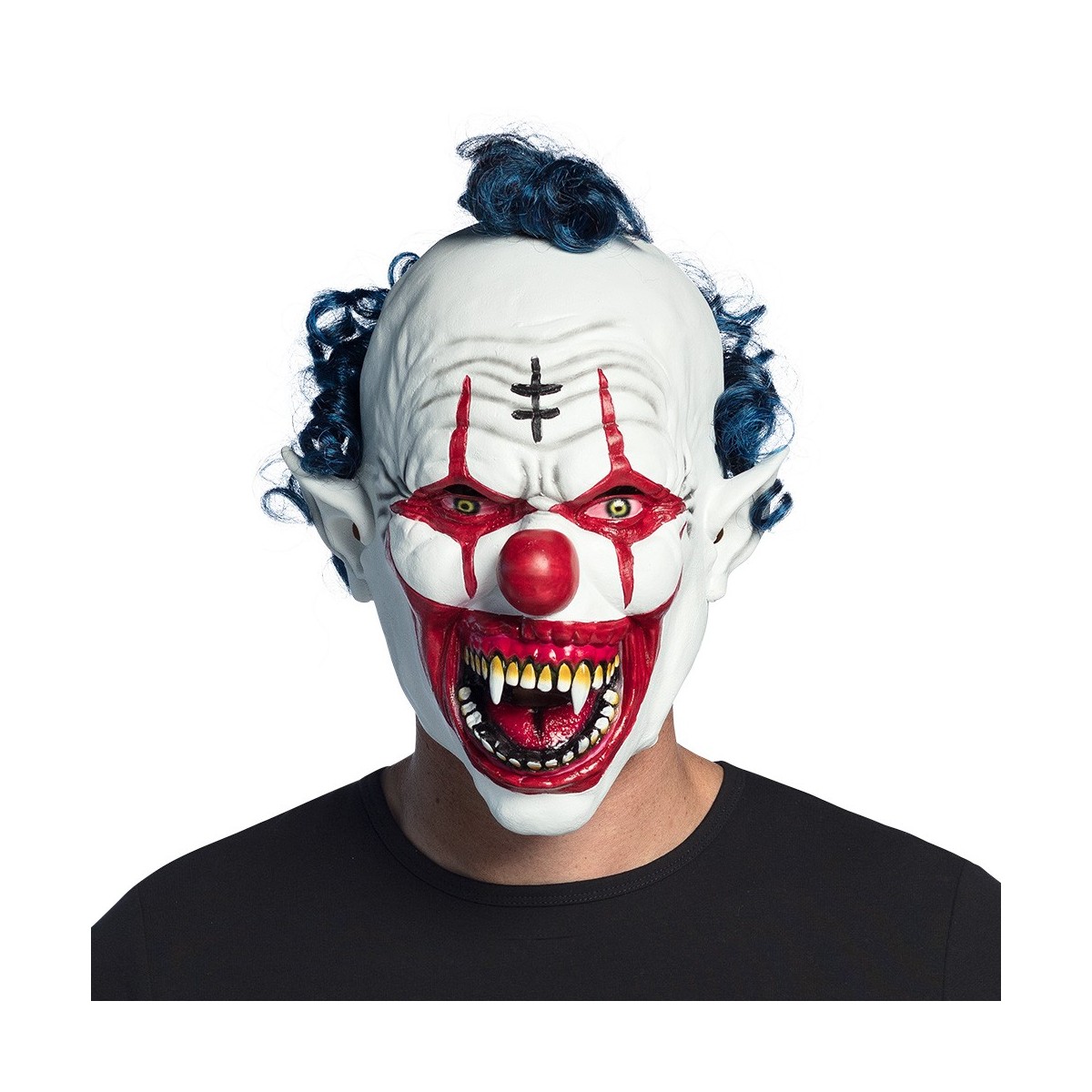 Masque tête latex Vampire clown avec cheveux