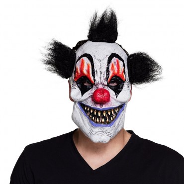 Masque latex Scary clown avec cheveux