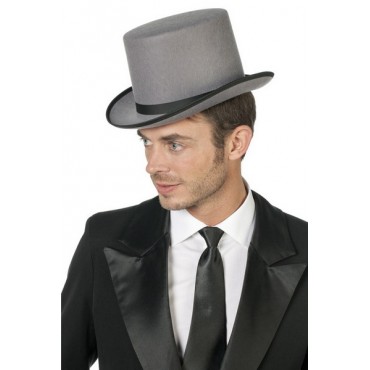 chapeau haut de forme gris homme