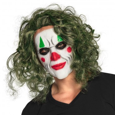 Masque tête latex Joker avec cheveux