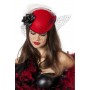 Chapeau Cabaret noir à voilette et fleur rouge femme
