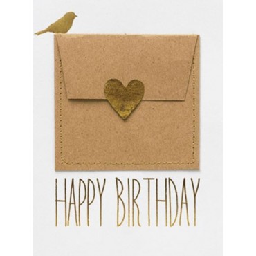 Carte d'anniversaire HAPPY BIRTHDAY Enveloppe coeur